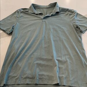 lululemon athletica Men's Polo Shirt - Teal and White Stripes
